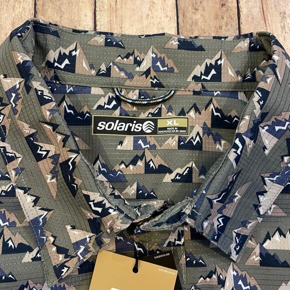 NWT Solaris Men's Mountain Motif Button-up Short Sleeve Shirt Sz: XL - Picture 7 of 10